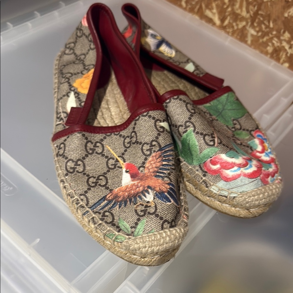 Gucci Red and Green Espadrilles with Rope Sole